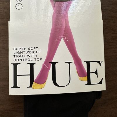 Hue Super Soft Lightweight Tight With Control Top, Size 1, Black, New With Tags